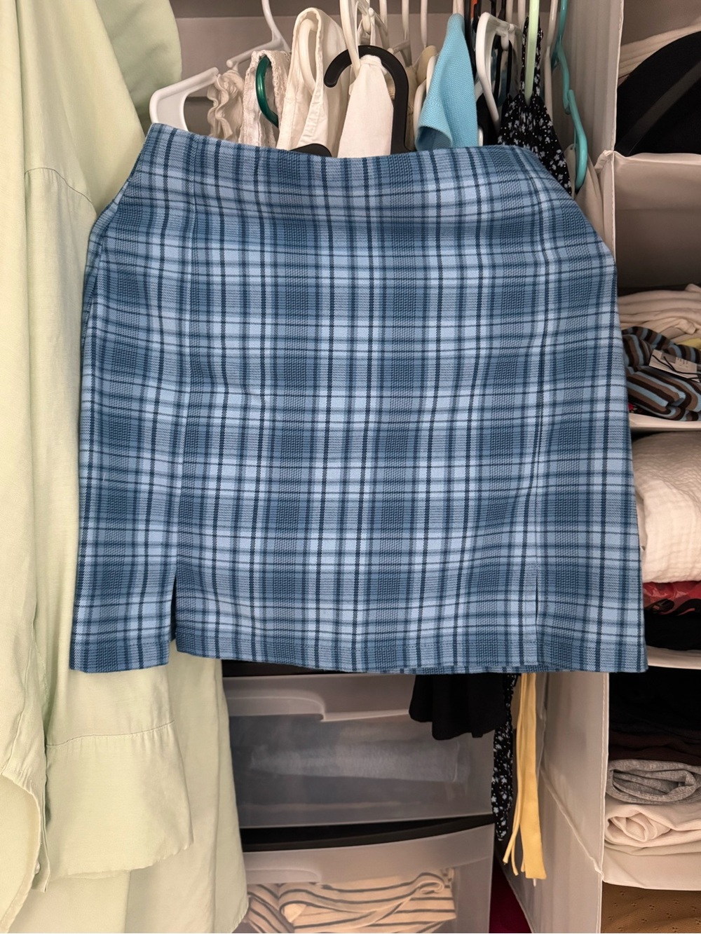 Brandy Melville- Blue Plaid Mini Skirt